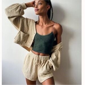 Free People Beach Oasis Textured Drawstring Shorts